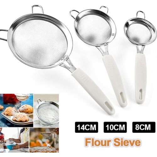 Portable Flour Sieve Egg Mixer Kitchen Durable Stainless Steel Handheld Screen Mesh Flour Sieve Oil Strainer Colander durable