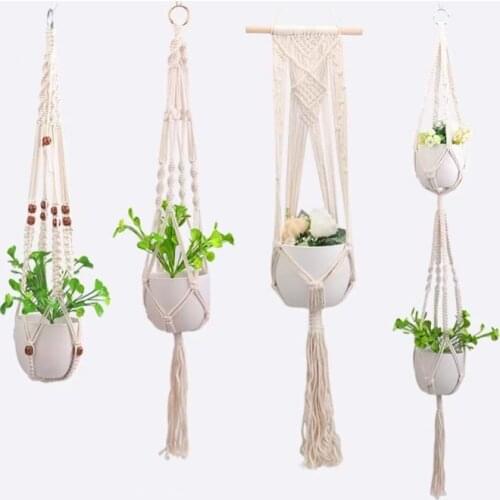 1Pcs Gardening Flower Pot Net Bag Handmade Diy Woven Flower Hanging Rope Balcony and Terrace Decoration Accessories Macrame