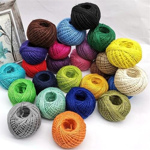 2mm 50m Handmade Hemp Color Cords Burlap Twine Rope String DIY Craft Decoration Gift String Cord Wedding Tags 25 colors