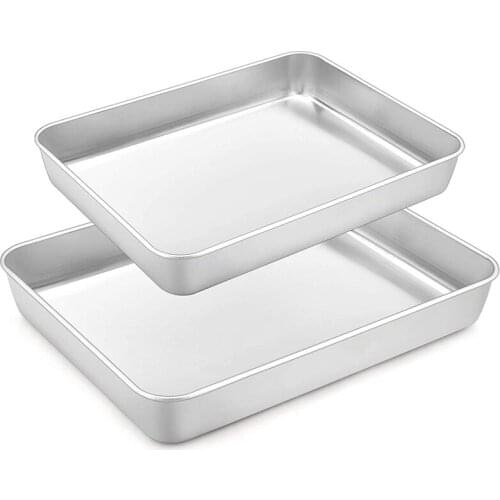 Lasagna Pan Set of 2, Rectangular Cake Pan Deep Baking Sheet Pans Stainless Steel for Lasagna Cake Brownie