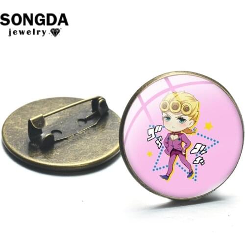 SONGDA JoJos Bizarre Adventure Golden Wind Series Brooches Anime Q Version Cute Print Cosplay Badges Bag Decorative Accessories