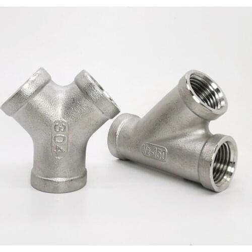 1/4" 3/8" 1/2" 3/4" 1" 1-1/4" 1-1/2" 2" BSP Female Y Shape 3 Ways Connector Coupler Splicer Splitter 304 Stainless Fitting