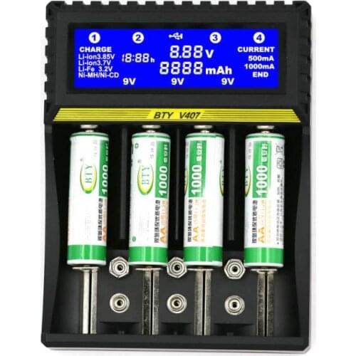 4 Slots Battery Charger 18650 Li-ion Li-fe Ni-MH Ni-CD Charger For AA/AAA/18650/26650/6F22/16340/9V Battery Smart Charger NEWEST