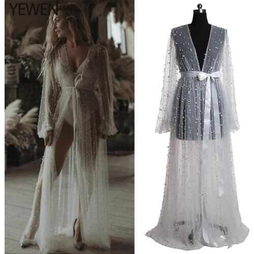 Pearls Ivory Maternity Dresses Pleuche Long Pregnancy Photography Dress Maxi Maternity Gown For Pregnant Women Photo Shoot Props