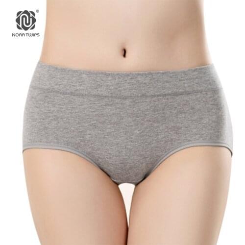 NORA TWIPS 4pcs/pack(4 colors) Women Cotton Solid Briefs Plus Size XL Mid-Rise Waist Underwear Panties Women 2017 Lingeries