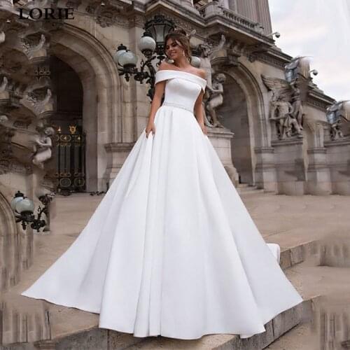 LORIE Princess Wedding Dresses Satin Off The Shoulder Bride Dresses 2020 Vestido De Novia Custom Made