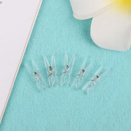 20Pcs 25mm Mini Spring Clear Transparent Clips Clothes Photo Paper Peg Party Home Decoration R9UA