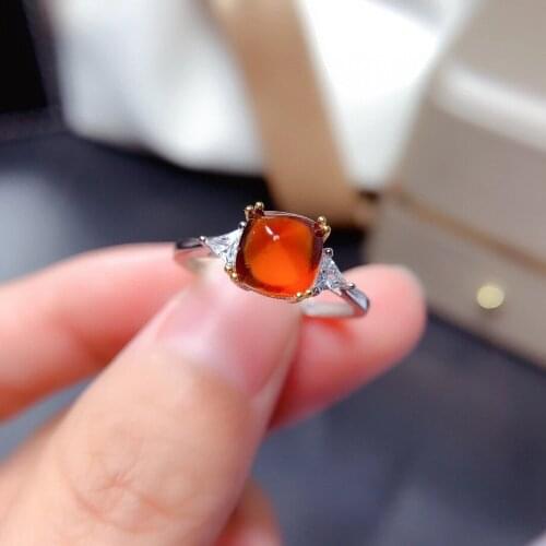 2021 newest classic natural garnet ring for women silver jewelry square natural gem real 925 silver girl birthday gift big sale