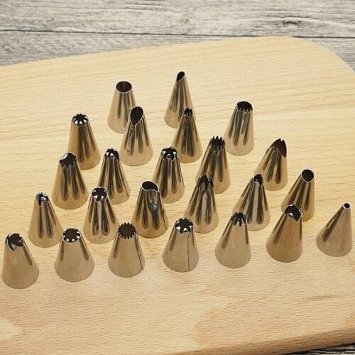 24Pcs/lot Cake Decorating Tools Stainless Steel Cake Icing Piping Nozzles Reusable Baking Tools Pastry Nozzles Kitchen Storages