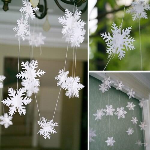 3M White car Hanging Decoration Paper 3D Snowflake Pendant Garland Christmas