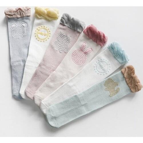 New summer mesh thin cotton anti-mosquito baby boys girls stockings non-slip baby socks children knee protection 3pcs