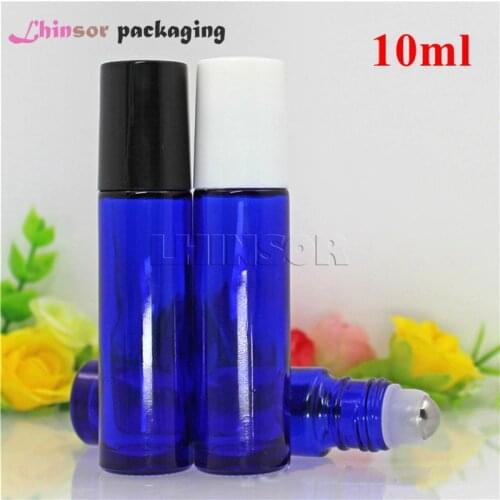 30pcs/lot 10ml Red Green Blue Thick Glass Roll on Bottle Essential Oil Vials Doterra Container Refillable Bottles with Roller