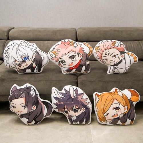 45CM Anime Jujutsu Kaisen Peripheral Double Sided Printing Manga Doll Yuji Itadori Gojo Satoru Cushion Pillow Stuffed Plush Toys