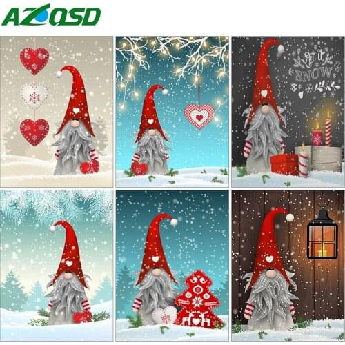 AZQSD 5D Diamond Art Painting Christmas Snow Cross Stitch Rhinestones Diamond Embroidery Cartoon Mosaic Handicraft Home Decor