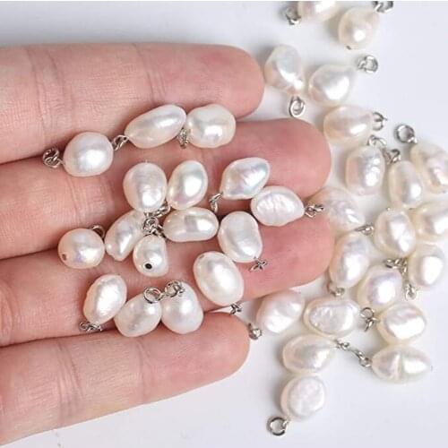 20pcs Natural Pearl Beads Crimp End Beads Charms Pendant For Jewelry Making DIY Bracelet Earrings Findings Accessories Dropship