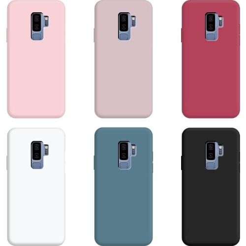 For Samsung S9 Plus Case Pure Color Silicone Case Macaron Colors Candy hue Soft TPU Simple Black Casing Phone Back Cover