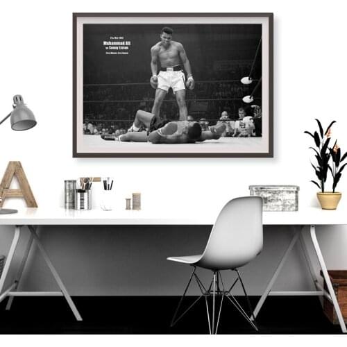 Black White Boxer Muhammad Magnificent Heavyweight Champion Photo Poster Bar Office Wall Art Canvas Painting Prints Home Decor
