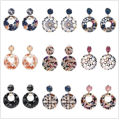 JURAN 2019 Fashion Leopard Grain Multi-Color Big Hook Acrylic Earrings Special Design Semicircle Resin Drop Earring ZA Brincos