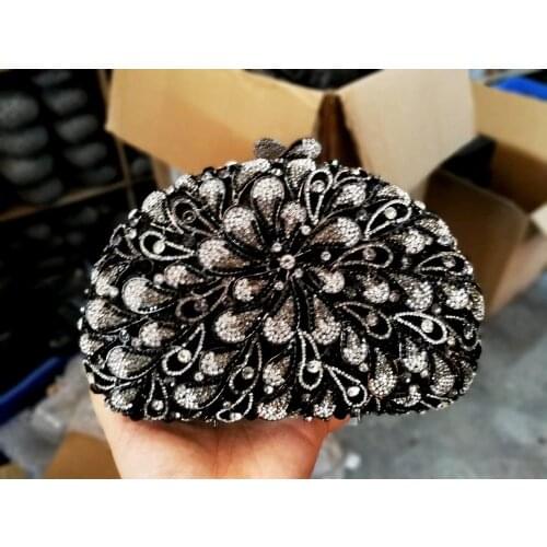 Lady Crystal Ladies Clutches Bags Women Evening bags Party Shoulder bag Purse 100% Handmade Female Rhinestone Mini Clutch wallet