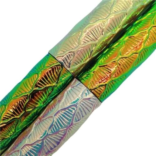 Onefly Wholesales Dropshipping Leather Supplier SeaShell Embossed Synthetic Faux Leather Iridescent Leather For Bow DIY FZ226