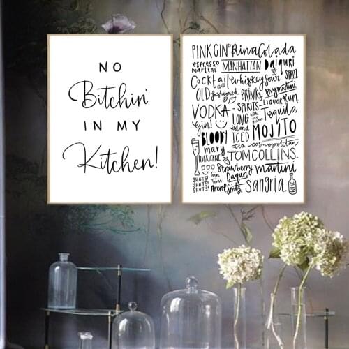 Kitchen Alcohol Painting Cocktail Quote Posters And Prints Kitchen Drink Minimalist Canvas Pictures Home Wall Art Decoration