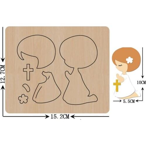 Praying Cross Boy&Girl DIY Cutting Wood Dies For Leather Blade Rule Cutter Paper Craft for Common Machine on the Market 2020 New