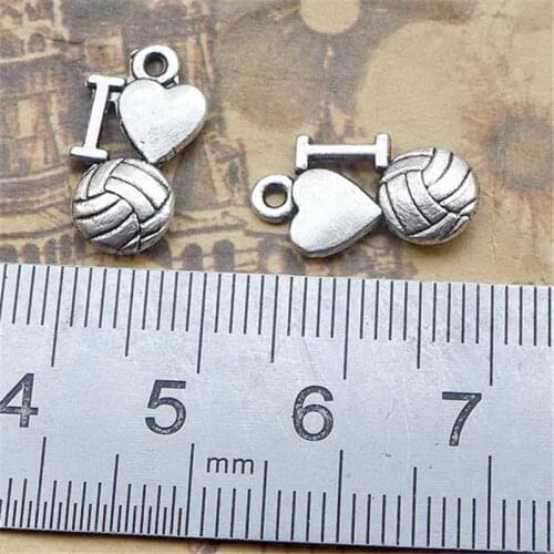 Love Volleyball Sport Charm Pendants Jewelry Making Finding DIY Bracelet Necklace Earring Accessories Handmade 5pcs