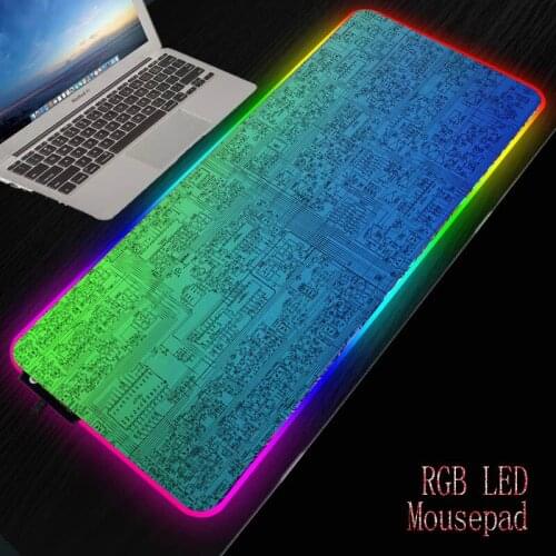 Mairuige Circuit Texture RGB Gaming Computer Mousepad Large Mouse Pad Desk Mouse Mat Led Mause Pad Backlit Keyboard Mice Mat XXL