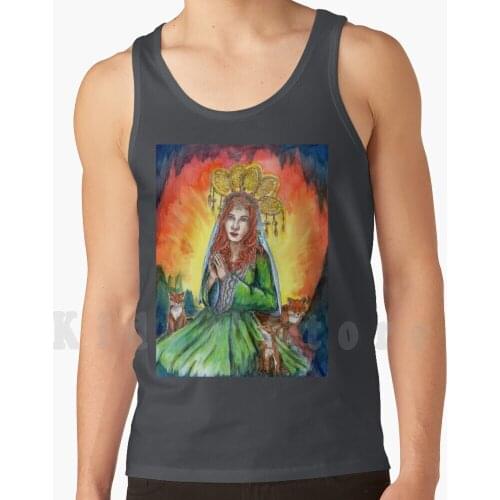 Fox-Princess tank tops vest 100% Cotton Fox Prayer Princess Colourfull Rainbow Animal