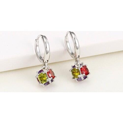 MGFam Magical Ball Drop Earrings Jewelry for Women White / Multicolor CZ WHITE Gold Color New Design
