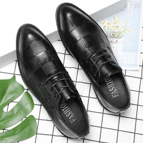 Business Men Shoes Black Leather Men Shoes Luxury Brand Mens Wedding Dress Shoes Large Size Lacing Formal Shoe Manhot8