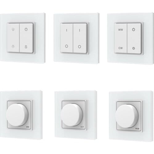 DC 12V-24V Wall Mount Glass Panel Remote Control for LED Controller DIM CCT Strip Lights Rotary Knob Key Wall Light Home Remodel