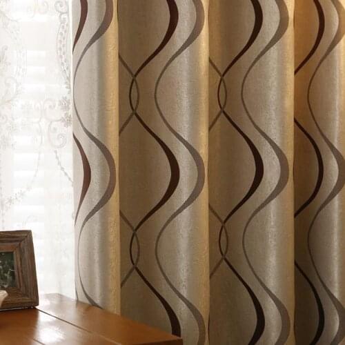 Thick Luxury Wavy Striped Blackout Window Curtain for Living Room Bedroom Printed Blackout Curtain Home Decor Custom Curtain