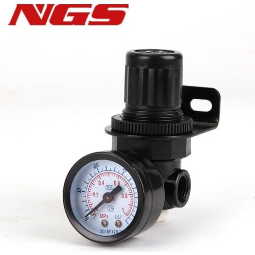 NAR-200-RNKG G1/4 Pneumatic Pressure Regulating Valve Reducing R07 Regulator With Gauge and Bracket Zinc Alloy NAR200