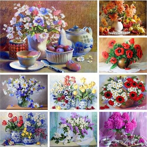 Full Round DIY 5D diamond painting cross stitch kit flower mosaic art painting rhinestone embroidery decorative painting Gift