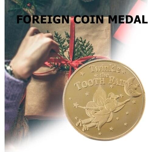 Tooth Fairy Gold Plated Commemorative Coin Creative Kids Tooth Change Gifts Physical Metal Coin Collectible Commemorative Coin
