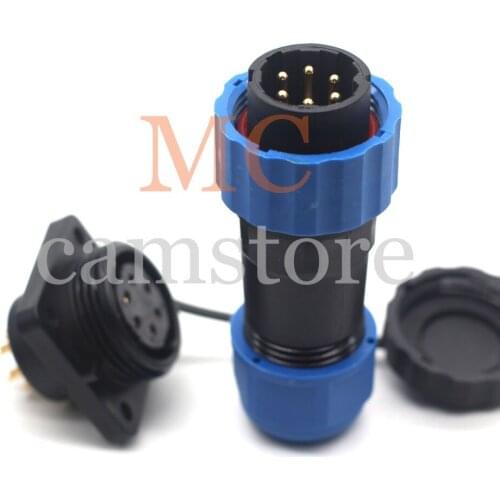 SD20 6pin Industrial power connectors, 6pin Welded Male female Aviation bulkhead waterproof IP68