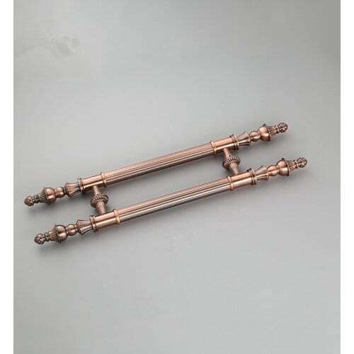 European retro style antique brass KTV hotel home office big gate wooden door handle antique copper galss door pull 800mm
