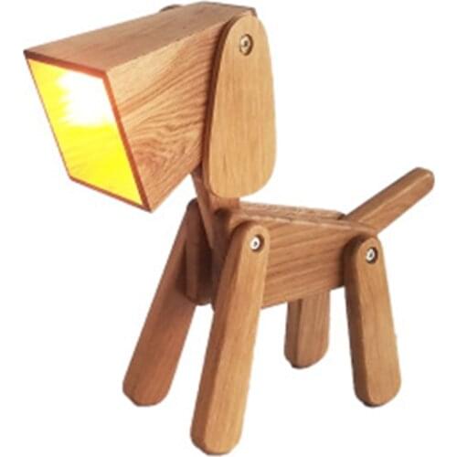 Led Bedside Bedroom Dog Desk Light Solid Wood Personality Fashion Modern Simple Study Desk Lamp Free Shipping