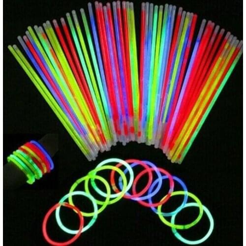 100 Pcs Light Glow Sticks Bracelets Necklaces Party Fun Fluorescence Neon Wedding Bright Colorful Light Event Festival Supplies