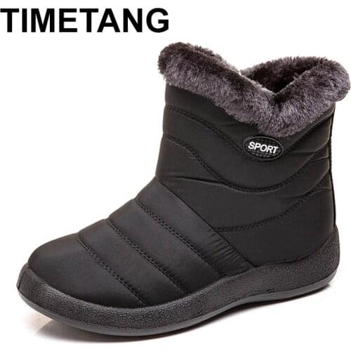 TIMETANGWomen Winter Boots Woman Boots Plush Snow Boots Mother Light Womens Waterproof Cotton Cloth Woman Shoes Botas MujerE905