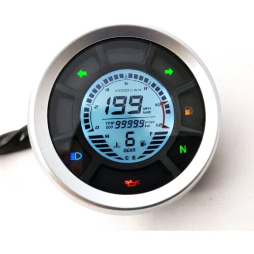 TKOSM 12000rpm Universal Motorcycle LCD Digital Speedometer Tachometer Odometer Gauge 199KMH standard LCD multicolor Speedometer
