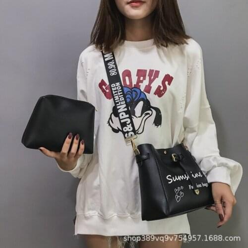 INS Bag Womens 2020 New Style WOMENS Bag Disco Dancing Versatile Broadband Shoulder Bag Korean-style Lettered Bucket Different