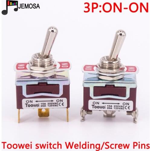 1PC Toowei 3pins toggle switch ON-ON 15A 250V/ 20A 125V SPST/ Assembly hole 12mm/ Scraw contact AC Power Rocker Switch