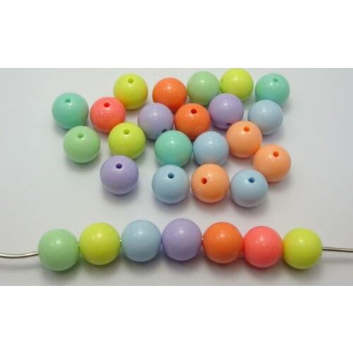 100 Mixed Pastel Color Acrylic Round Beads 12mm Smooth Ball Spacer
