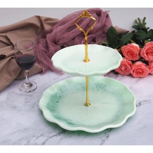 2 Tier Mold Cake Fruit Food Plate Stand Resin Casting Mold Fruit Disc Big Plate Vintage Crown Metal Fruit Tray Mould Art Craft