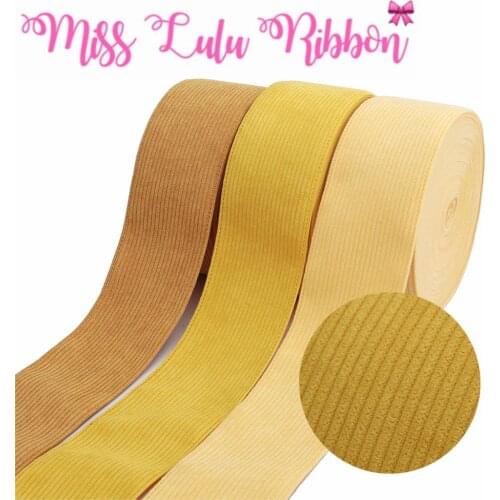 3"75mm Solid Corduroy Ribbon Autumn Winter Velvet Fabric Layering DIY Bowknots 20yards/roll Cloth Sewing Material Brown Yellow
