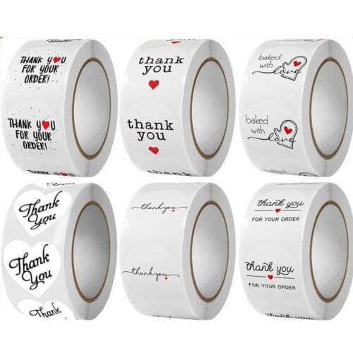 500pcs Thank You Stickers with heart Circle Label Sticker for Wedding Favor and Party Handmade Stickers Envelope Seal Stationery