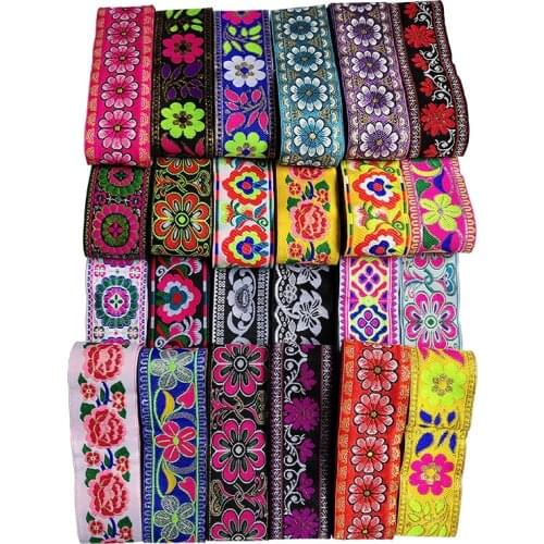 7M/roll Ethnic Ribbon Embroidery Trim Boho Lace Flower Sewing Accessories Fabric Decor Trim Clothing Craft Accessory