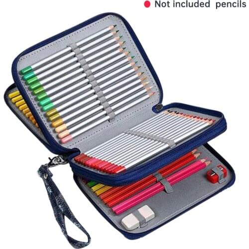 78 Slots Universal Storage Organizer Large Capacity Polyester Pen Bag Home School Printing Pattern With Handle Strap Pencil Case